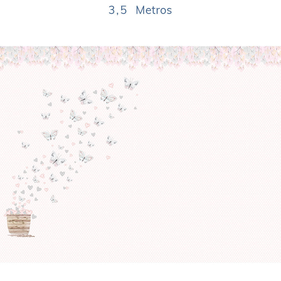 Papel de Parede Infantil Borboletas Cinza Lado Esquerdo - Mural