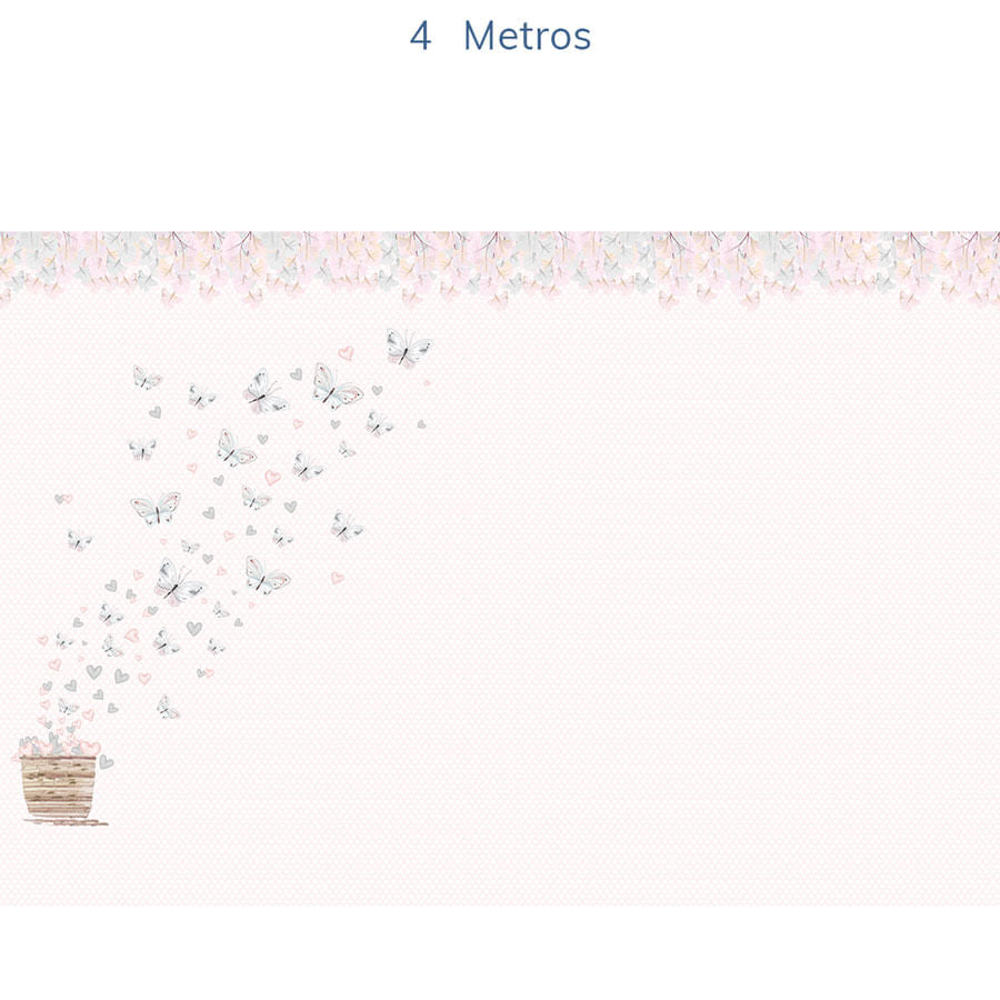 Papel de Parede Infantil Borboletas Cinza Lado Esquerdo - Mural