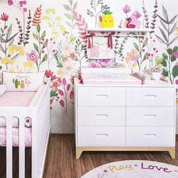 Papel de Parede Infantil Flores Candy Verde Folha - Mural