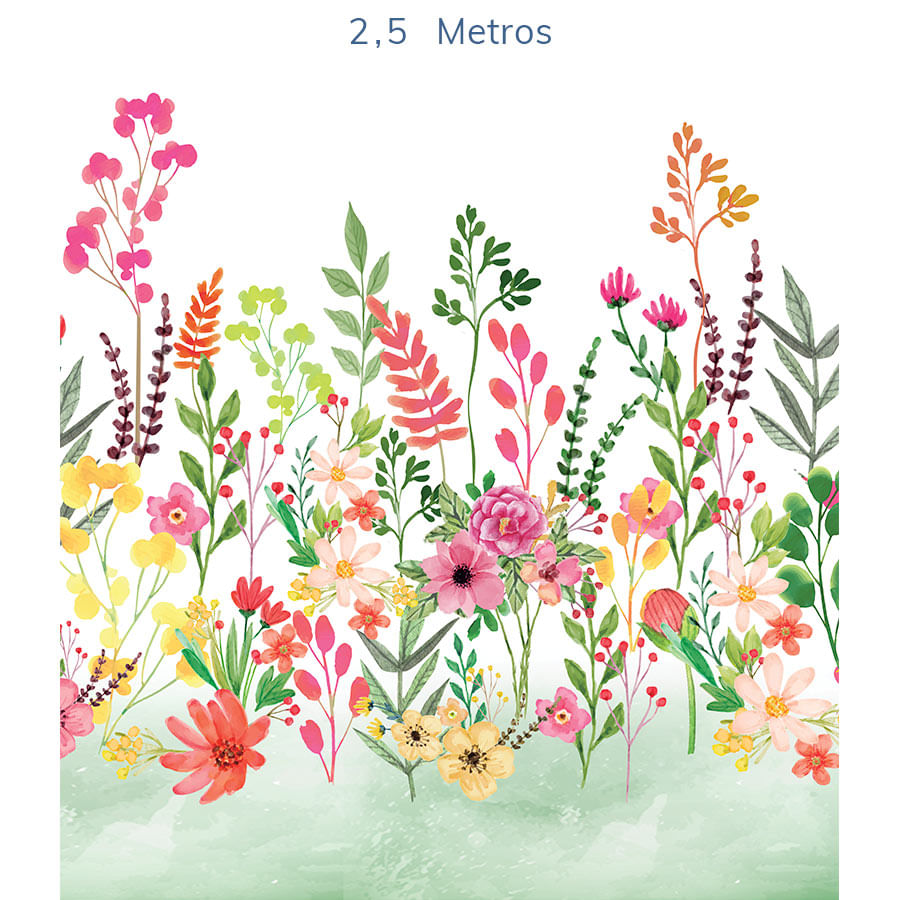Papel de Parede Infantil Flores Candy Verde Folha - Mural