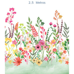 Papel de Parede Infantil Flores Candy Verde Folha - Mural