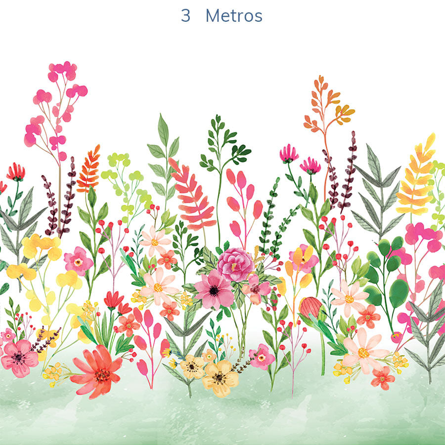 Papel de Parede Infantil Flores Candy Verde Folha - Mural