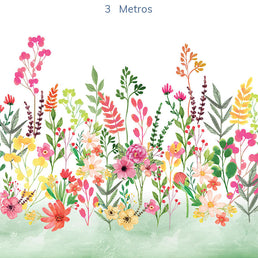 Papel de Parede Infantil Flores Candy Verde Folha - Mural