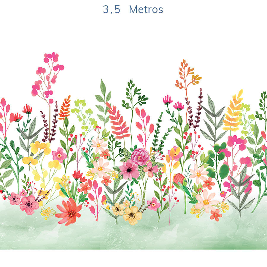 Papel de Parede Infantil Flores Candy Verde Folha - Mural