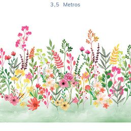 Papel de Parede Infantil Flores Candy Verde Folha - Mural