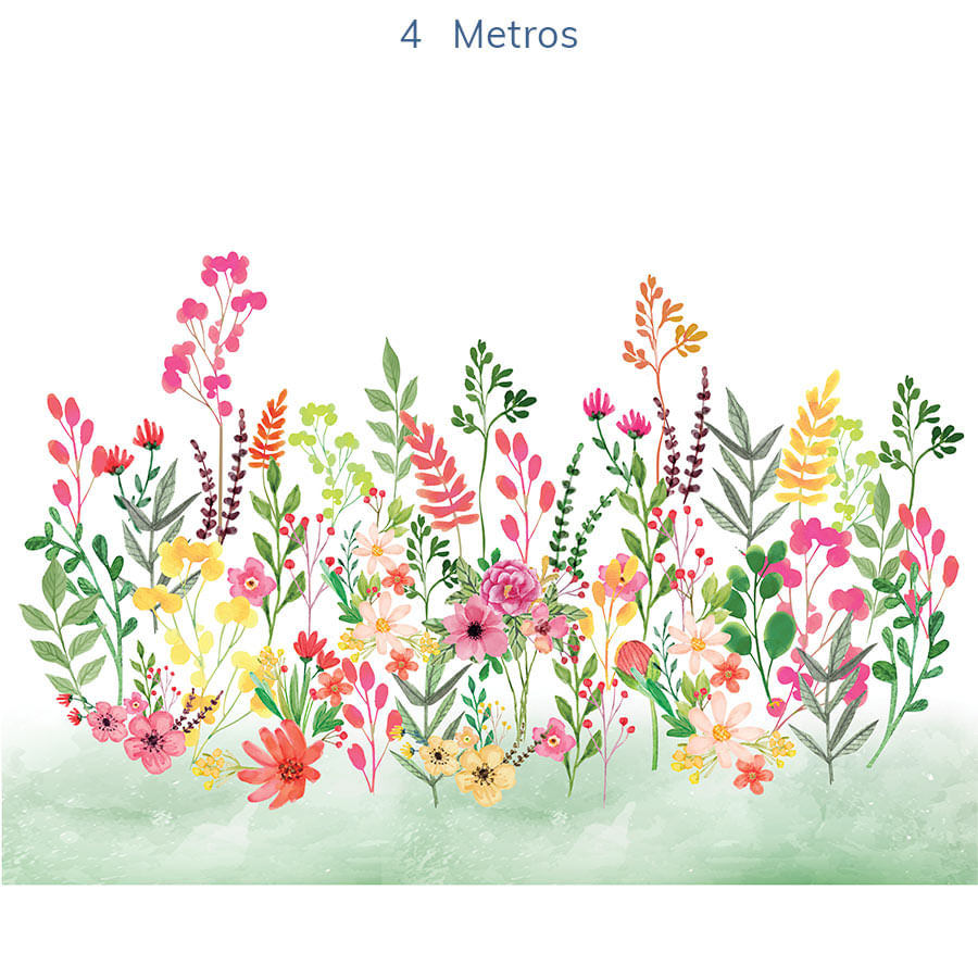 Papel de Parede Infantil Flores Candy Verde Folha - Mural