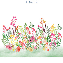 Papel de Parede Infantil Flores Candy Verde Folha - Mural