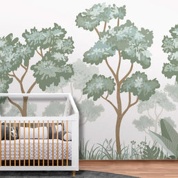 Papel de Parede Infantil Floresta Verde Seco - Mural
