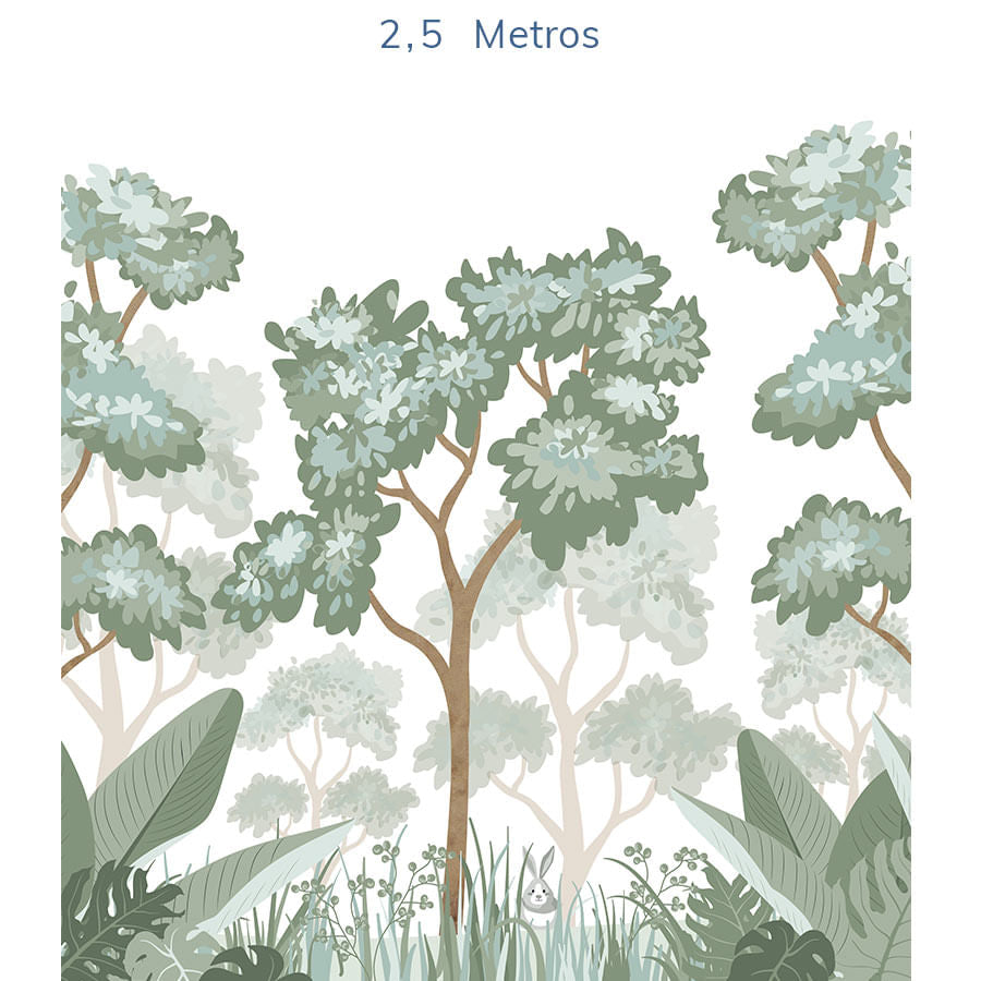 Papel de Parede Infantil Floresta Verde Seco - Mural