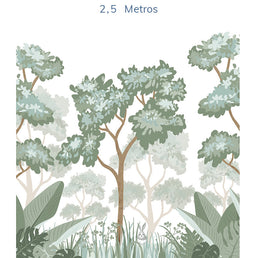 Papel de Parede Infantil Floresta Verde Seco - Mural