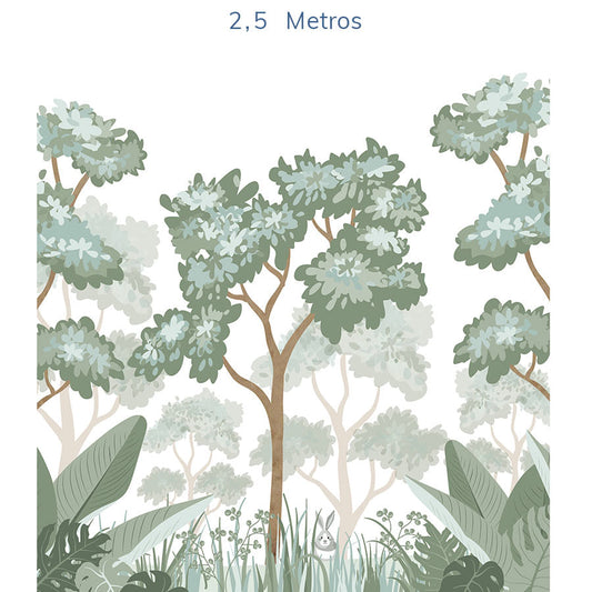 Papel de Parede Infantil Floresta Verde Seco - Mural