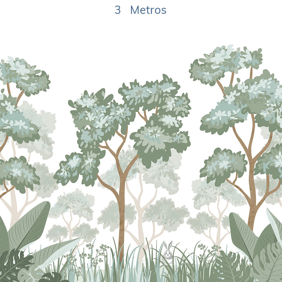 Papel de Parede Infantil Floresta Verde Seco - Mural