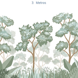 Papel de Parede Infantil Floresta Verde Seco - Mural