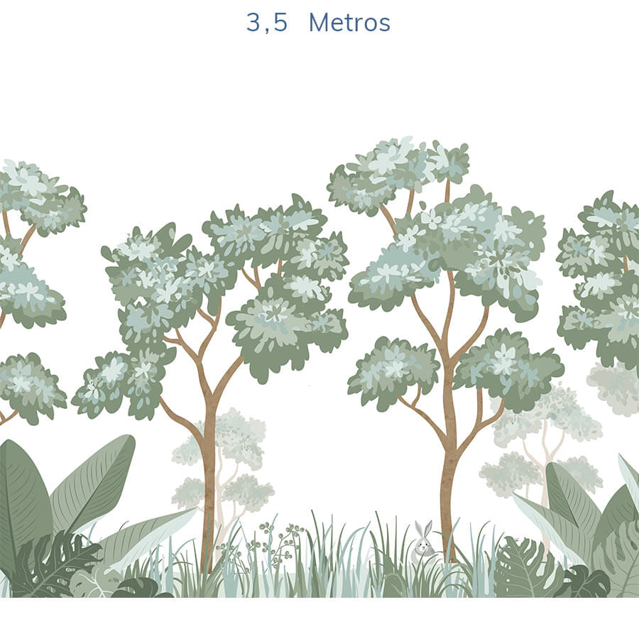 Papel de Parede Infantil Floresta Verde Seco - Mural