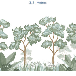 Papel de Parede Infantil Floresta Verde Seco - Mural
