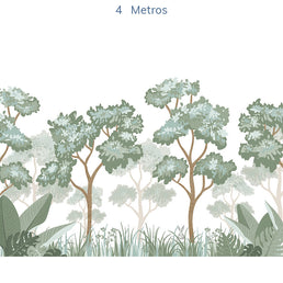 Papel de Parede Infantil Floresta Verde Seco - Mural