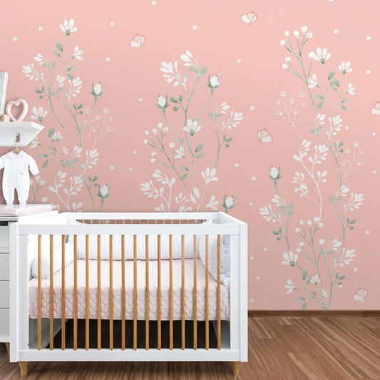 Papel de Parede Infantil Floral Classic Rosa Lichia - Mural