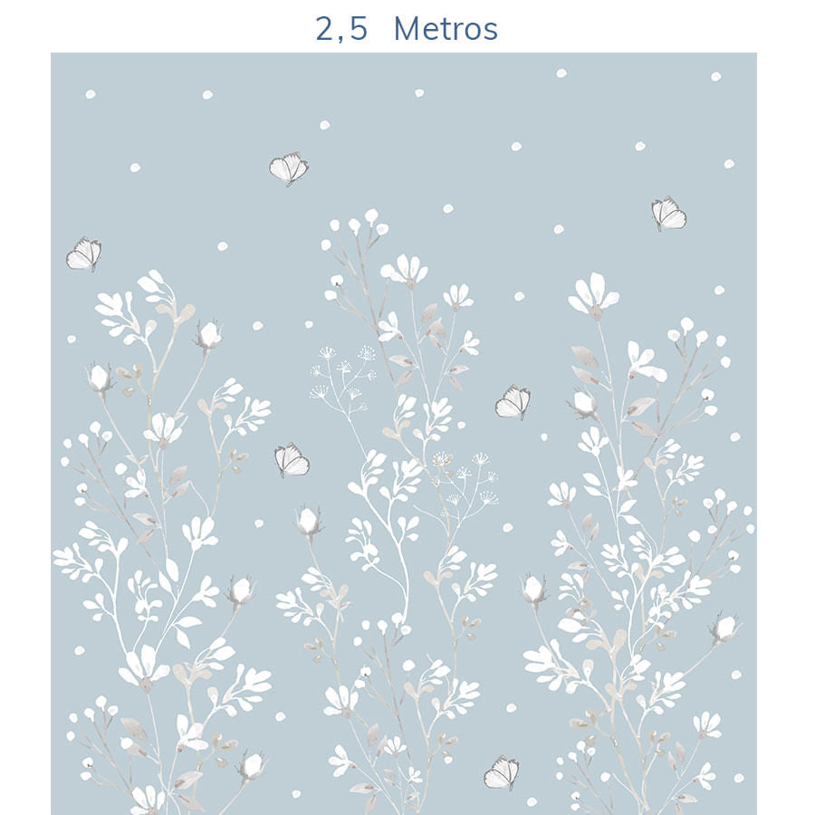 Papel de Parede Infantil Floral Classic Azul Claro - Mural