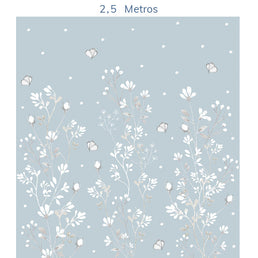 Papel de Parede Infantil Floral Classic Azul Claro - Mural