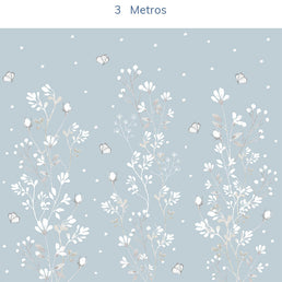 Papel de Parede Infantil Floral Classic Azul Claro - Mural