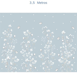 Papel de Parede Infantil Floral Classic Azul Claro - Mural