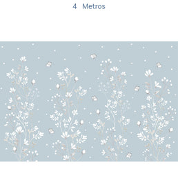 Papel de Parede Infantil Floral Classic Azul Claro - Mural