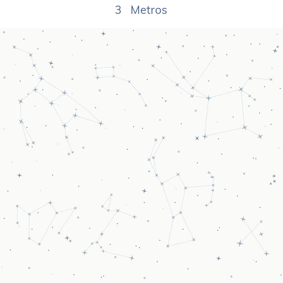 Papel de Parede Infantil Constelações Fundo Branco Azul Clássico - Mural