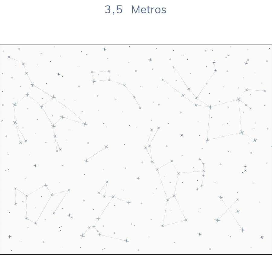 Papel de Parede Infantil Constelações Fundo Branco Azul Clássico - Mural