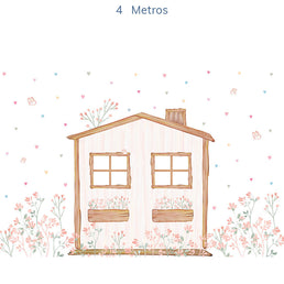 Papel de Parede Infantil Casinha com Corações Aquarela Color - Mural