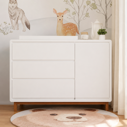 Cômoda de Bebê Nord Com Porta Branco e Pé Jequitibá