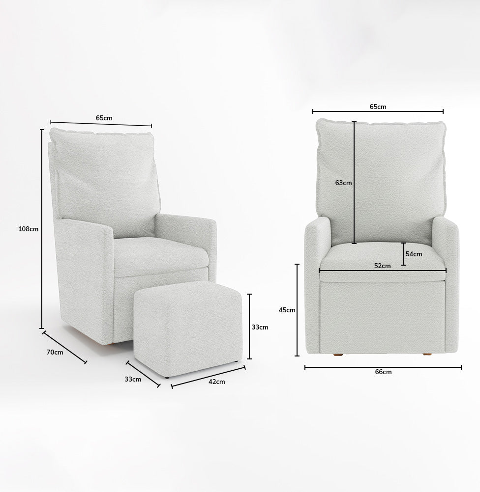 Poltrona de Amamentação Fit Com Balanço e Puff - Boucle Cru