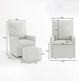 Poltrona de Amamentação Fit Com Balanço e Puff - Boucle Cru