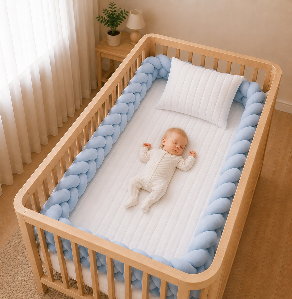Trança 4M Para Berço e Cama Azul Claro