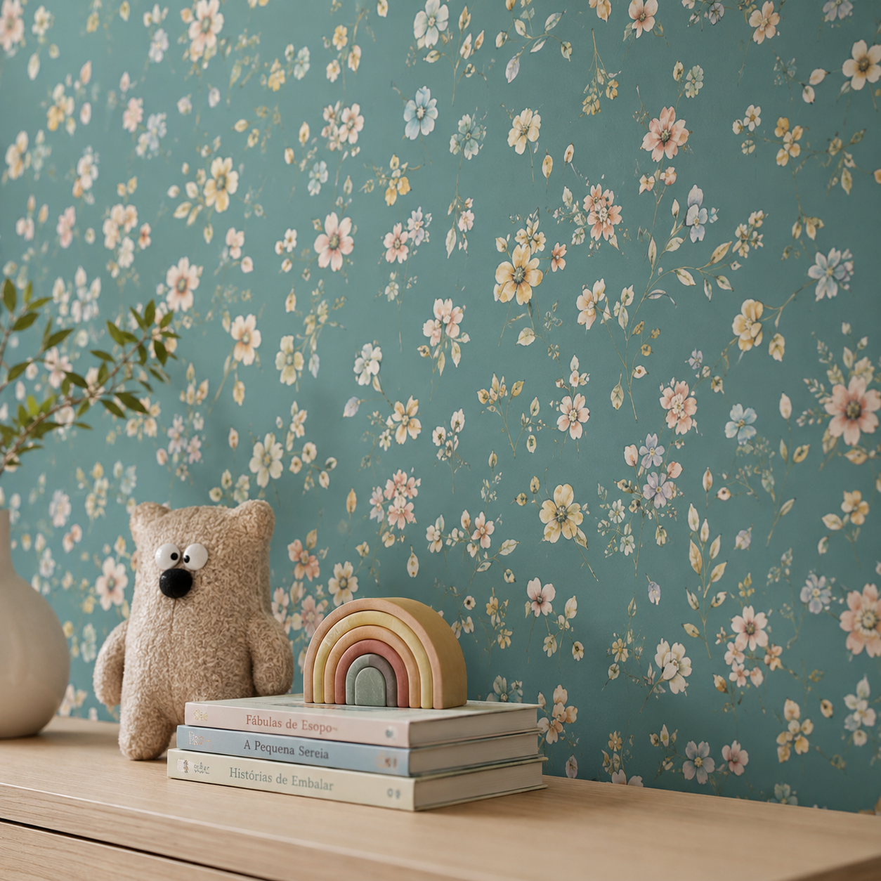Papel de Parede Floral Paris Tiffany - Cor Única
