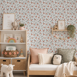 Papel de Parede Infantil Floral Tereza Rosê - Branco