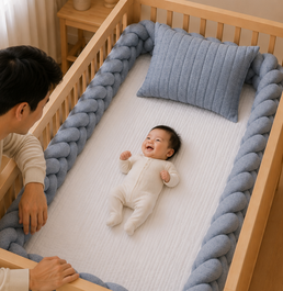 Trança 4m para Berço e Cama - Azul Mescla