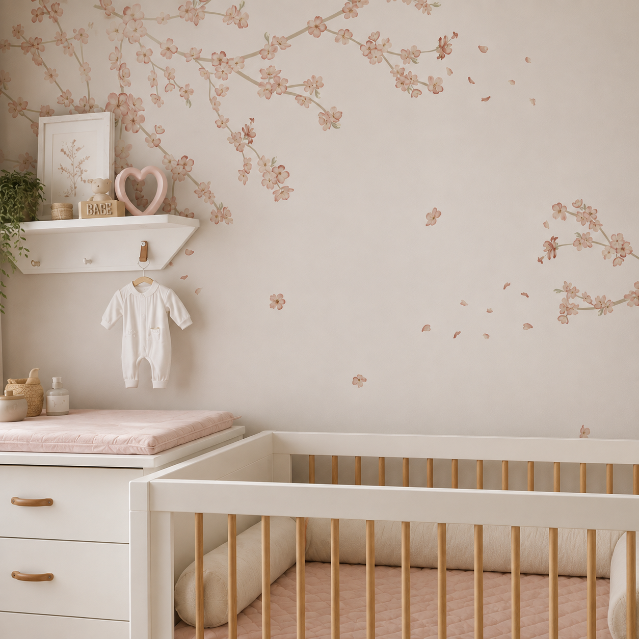 Papel de Parede Infantil Floral Galhos de Cerejeira - Mural