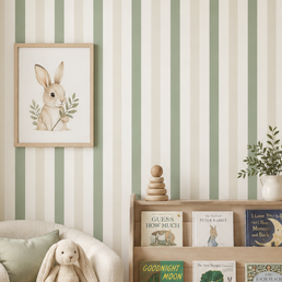 PAPEL DE PAREDE INFANTIL LISTRA BENTO VERDE E BEGE