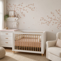 Papel de Parede Infantil Floral Galhos de Cerejeira - Mural