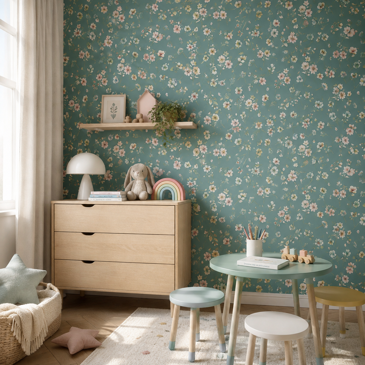 Papel de Parede Floral Paris Tiffany - Cor Única