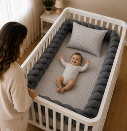 Trança 4m para Berço e Cama Cinza