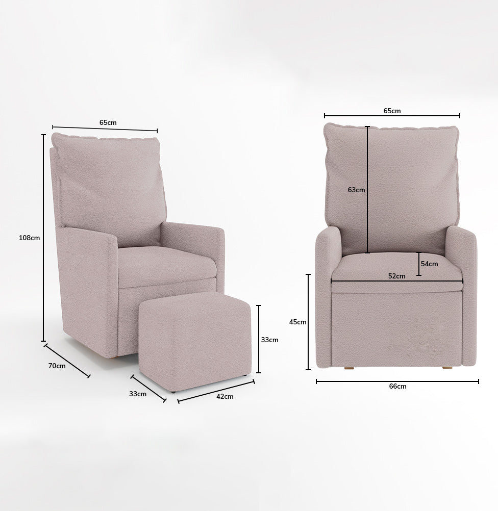 Poltrona de Amamentação Fit Com Balanço e Puff - Boucle Rosa