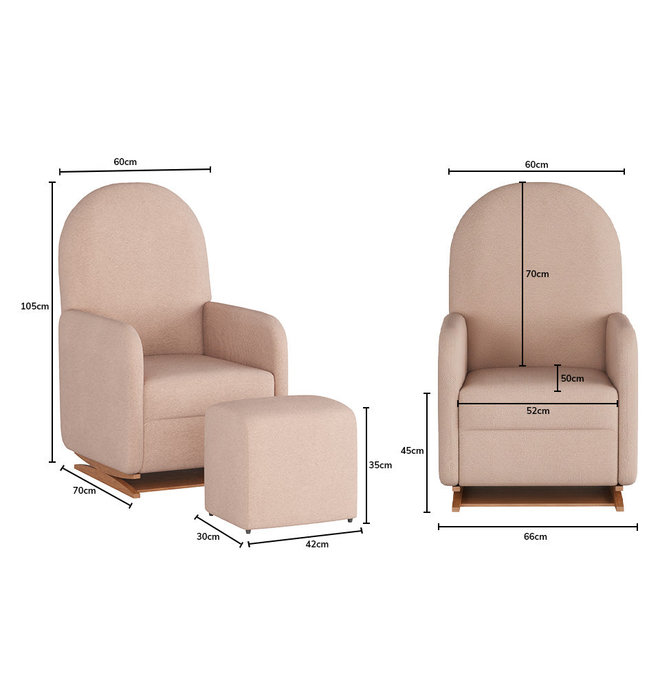 Poltrona de Amamentação Duna com Puff - Linho Rosa