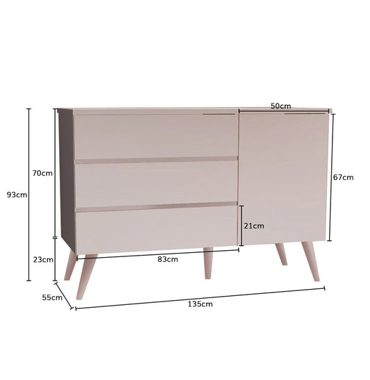 Cômoda de Bebê Viena com Porta Rosa Claro