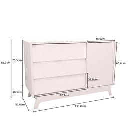 Cômoda de Bebê Raika com Porta Rosa Claro