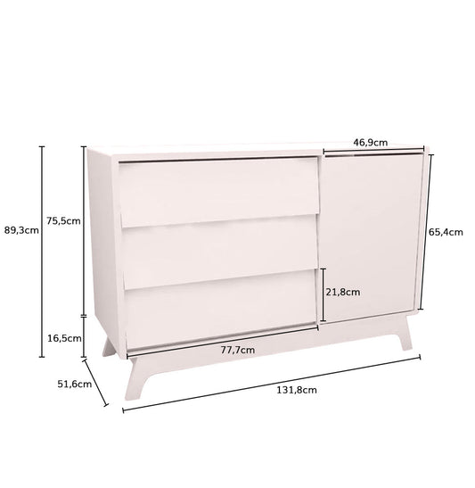 Cômoda de Bebê Raika com Porta Rosa Claro
