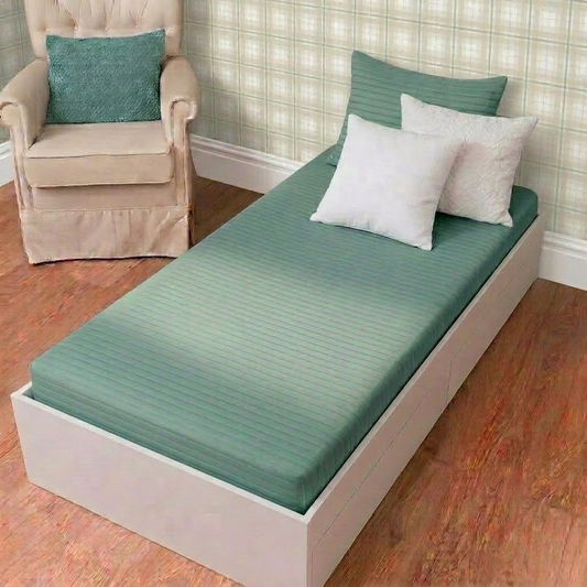 Colcha Solteiro Com Elastico Listra - Verde Seco