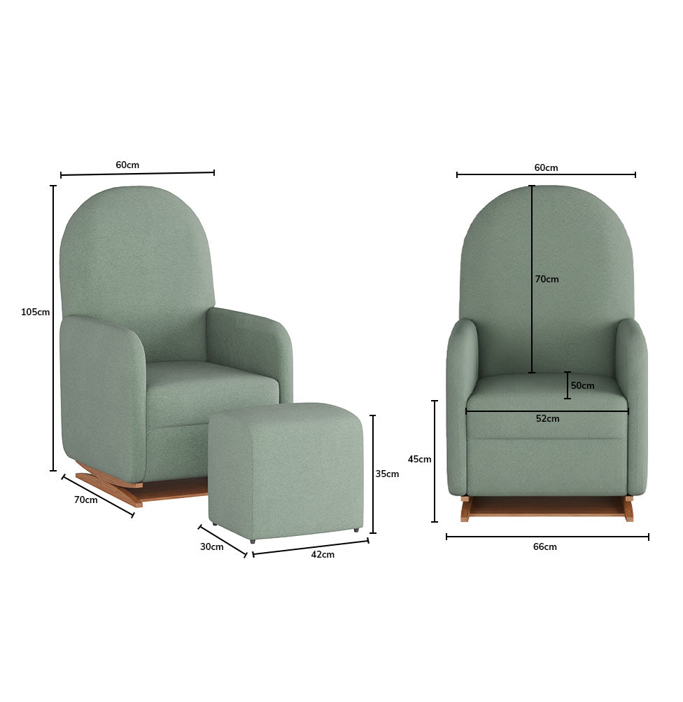 Poltrona de Amamentação Duna com Puff - Linho Verde